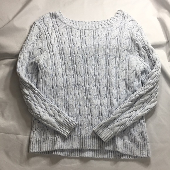Lands' End Sweaters - Lands End Women’s White and Blue Drifter Sweater Size L Like-NEW Condition